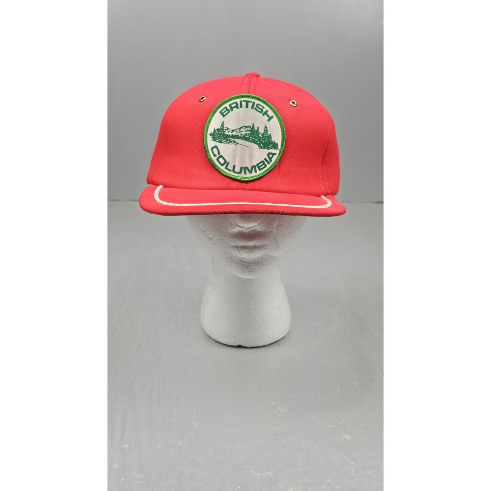 Vintage BRITISH COLUMBIA Patch Hat Snapback Red Foam Trucker Cap Deadstock